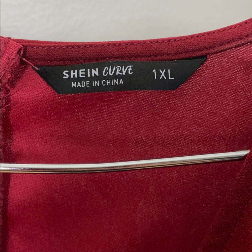 SHEIN Plus Plunging Neck Wrap Belted Pencil Dress - Picture 2 of 11